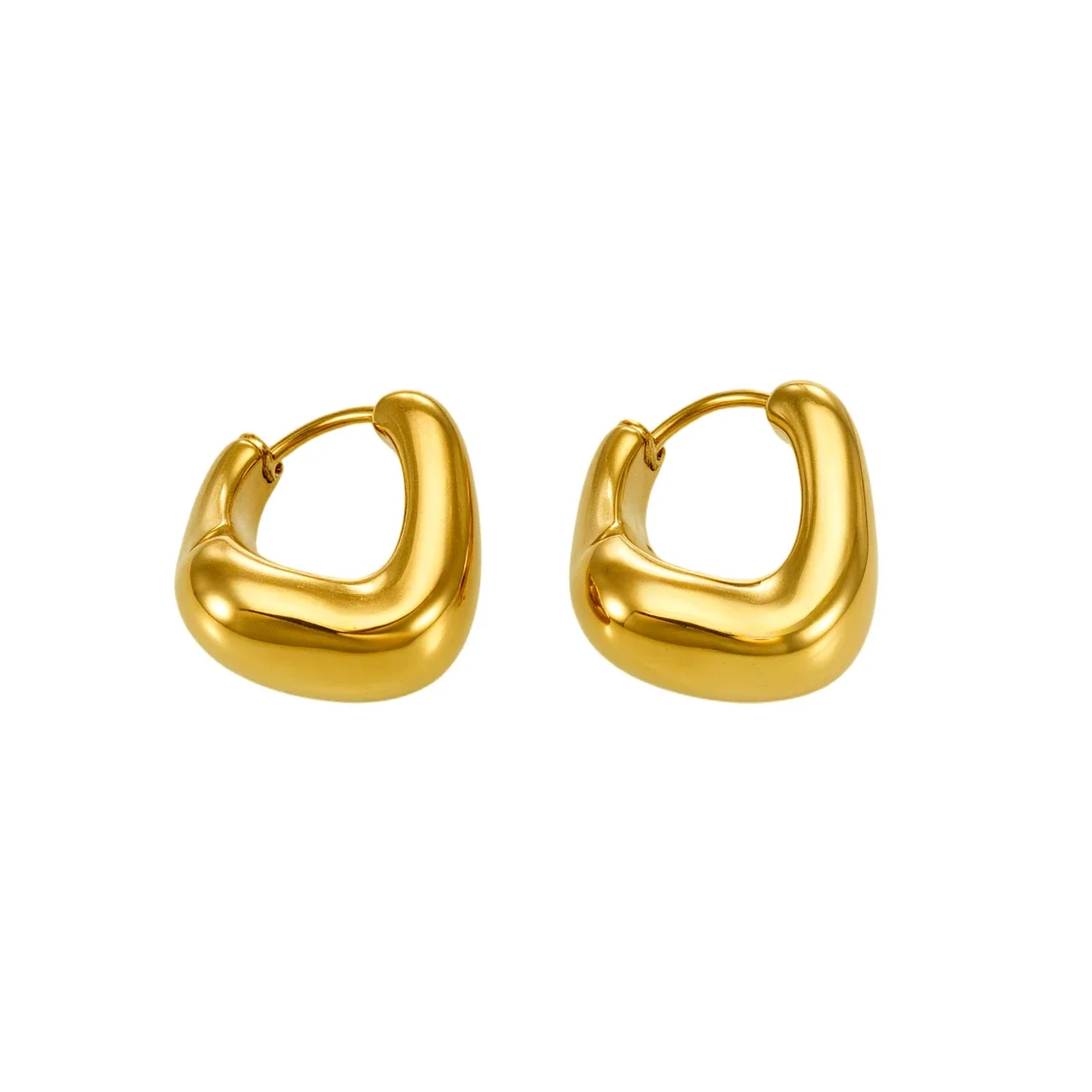Sculptural Gold-Plated Puffy U 316 Stainless Steel Hoop Earrings